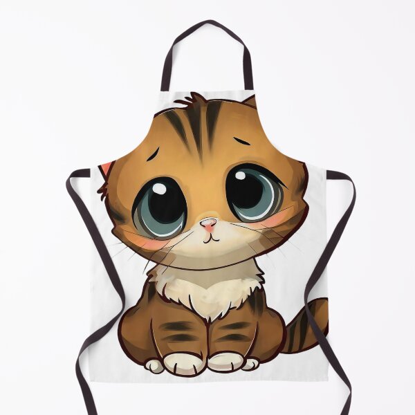 Item preview, Sad Brown Tabby Kitten with Huge Pensive Eyes Cartoon Illustration designed and sold by AdlArs.