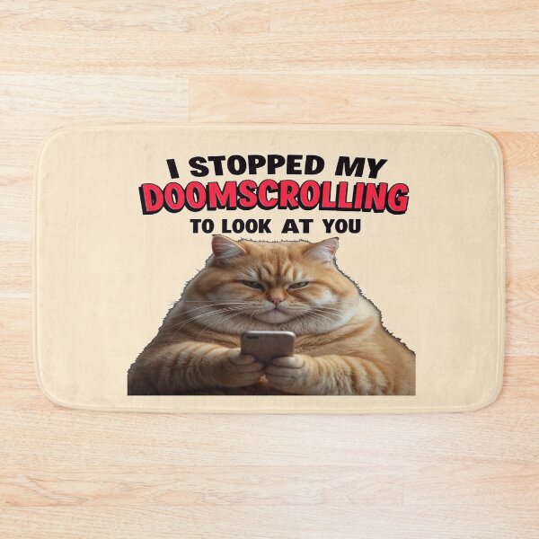 Item preview, I stopped my Doomscrolling Fat Cat Joke designed and sold by CosmicPlaytime.