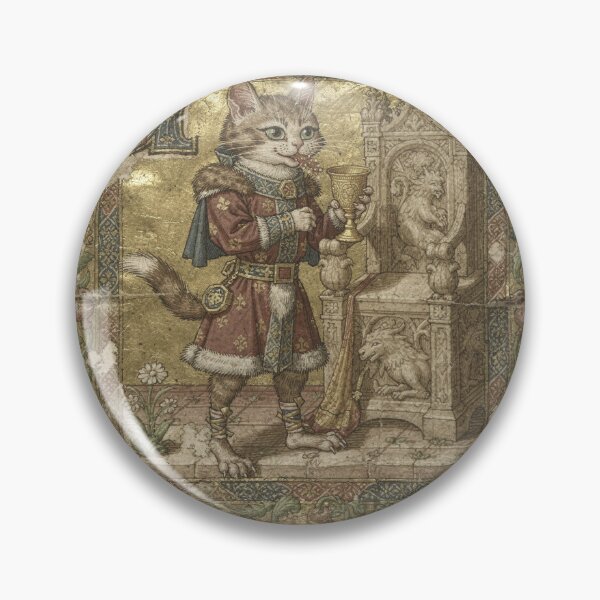 Item preview, Medieval Cat Royal Cupbearer Sneaking a Sip Manuscript Art designed and sold by PictorialWhimsy.