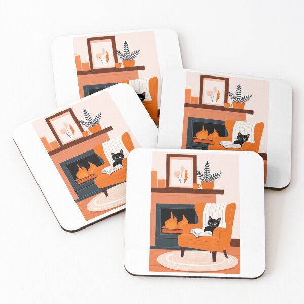 Item preview, Illustration - Reading Cat, Cosy Autumn Ambiance designed and sold by AnimeShin.