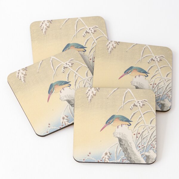 Item preview, Vintage Japanese Woodblock Print Kingfisher bird in the Snow Kacho-e designed and sold by vekotpu.