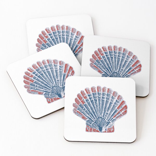 Item preview, Retro red white & blue scallops  designed and sold by Anne Londez Studio.