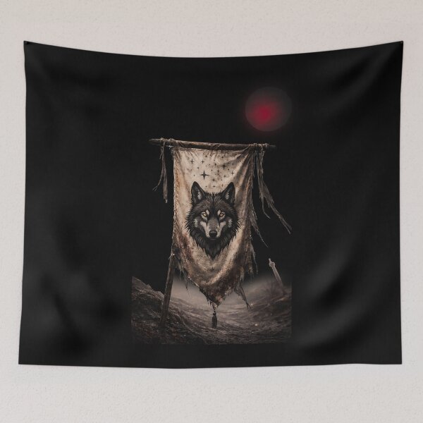 Item preview, Large Graphic Back Print Tee - The Kingdom of Light Battle Flag - Blood Moon Wolf Banner designed and sold by The Last Emperor Saga - Store.