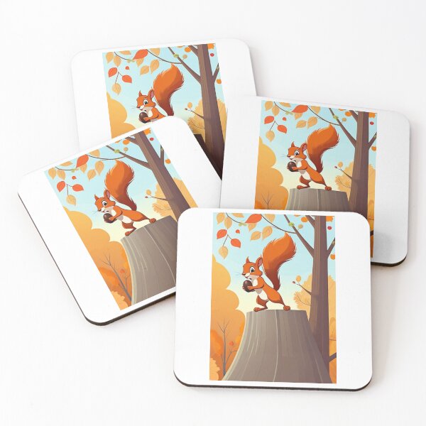 Item preview, Illustration - Red Squirrel, Childlike Autumnal Scene designed and sold by AnimeShin.