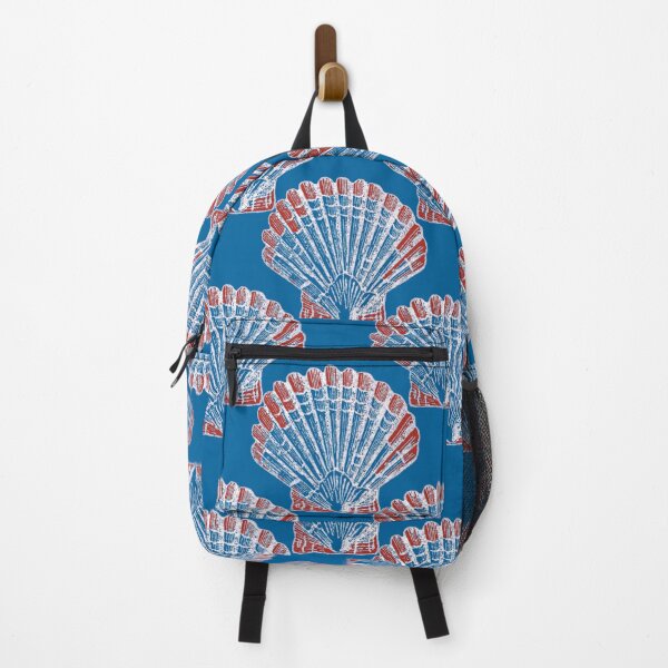 Item preview, Retro red white & royal blue scallops designed and sold by Anne Londez Studio.