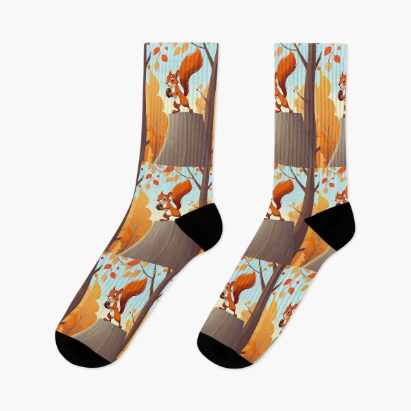 Item preview, Illustration - Red Squirrel, Childlike Autumnal Scene designed and sold by AnimeShin.