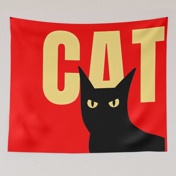 Item preview, Cool Black Cat Silhouette Yellow Typography Art designed and sold by ThunderRed.