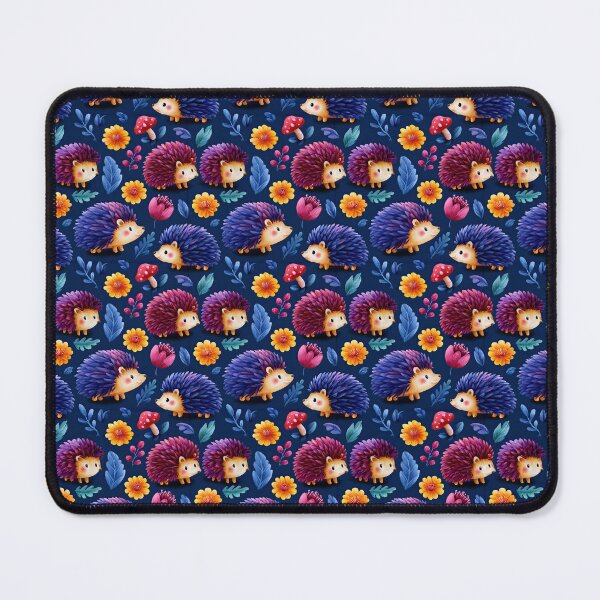 Item preview, Vibrant Purple Hedgehog Floral Seamless Pattern designed and sold by igraphixart.