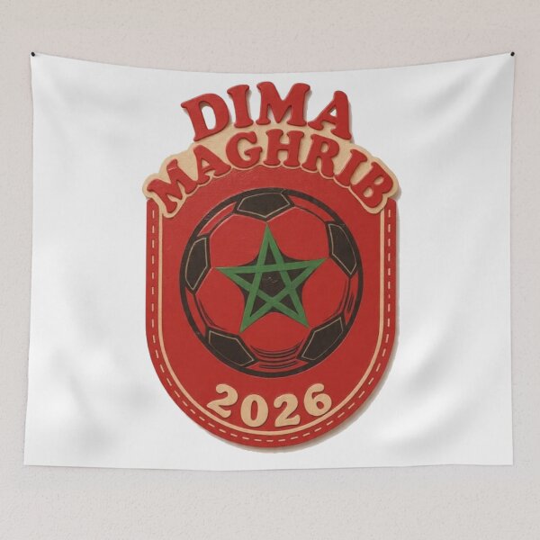 Item preview, Dima Maghrib 2026 Wood Sign Morocco Football Soccer 3D Badge Wall Art Sticker designed and sold by BodaZZ.