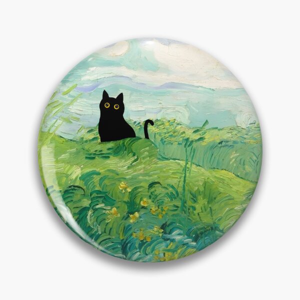 Item preview, Cute black cat in the green field designed and sold by PurrfectHome.