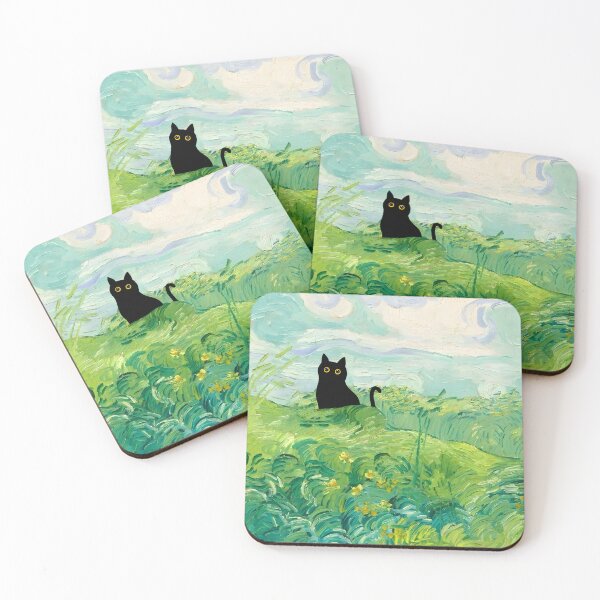 Item preview, Cute black cat in the green field designed and sold by PurrfectHome.