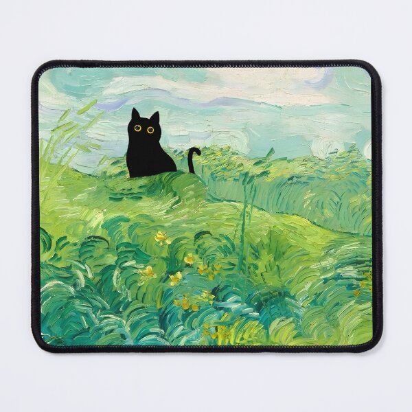 Item preview, Cute black cat in the green field designed and sold by PurrfectHome.