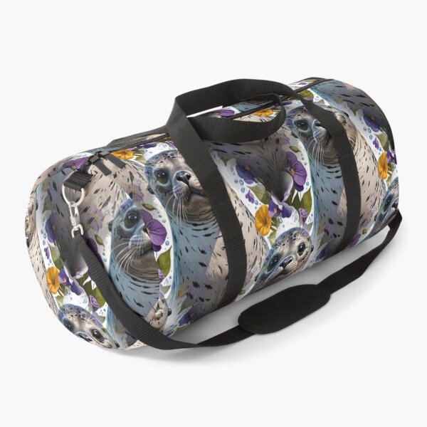 Item preview, Cartoon Of A Harbor Seal Surrounded By Viola sororia Flowers Pattern designed and sold by taiche.