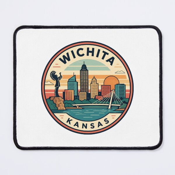 Item preview, Wichita Kansas: Skyline, River Bridge & Keeper of the Plains designed and sold by CircinusStore.