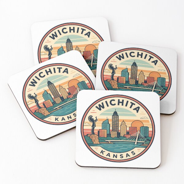 Item preview, Wichita Kansas: Skyline, River Bridge & Keeper of the Plains designed and sold by CircinusStore.