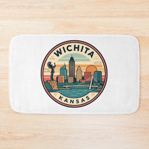 Item preview, Wichita Kansas: Skyline, River Bridge & Keeper of the Plains designed and sold by CircinusStore.