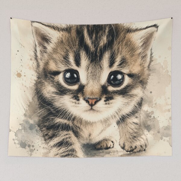 Item preview, Cute Kitten Art | Adorable Tabby Kitten Illustration | Cat Lover Wall Decor designed and sold by AbstractAuraArt.