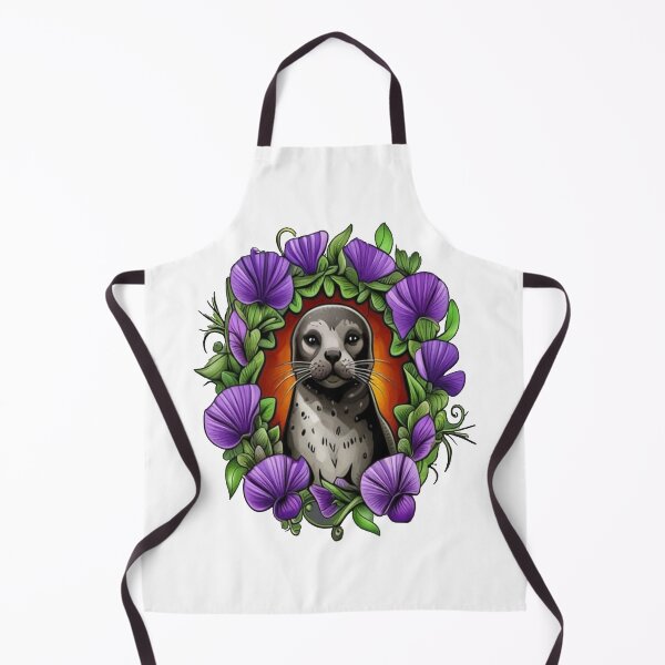 Item preview, A Harbor Seal Surrounded By A Wreath Of Violet Viola Tattoo Art designed and sold by taiche.