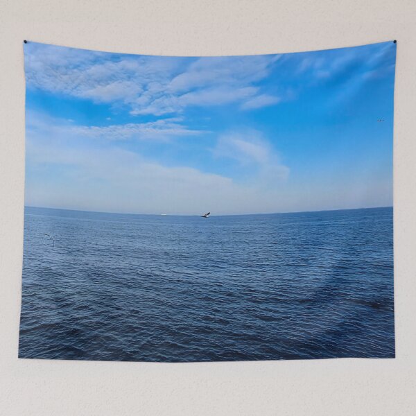 Item preview, Calm Black Sea Romania – Seagulls Blue Sky Print designed and sold by MSMPrintDesign.