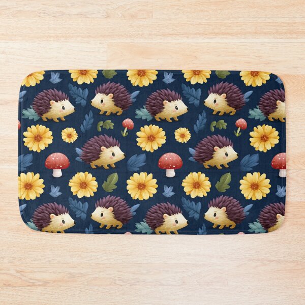 Item preview, Cute Hedgehog And Flower Pattern Background designed and sold by igraphixart.