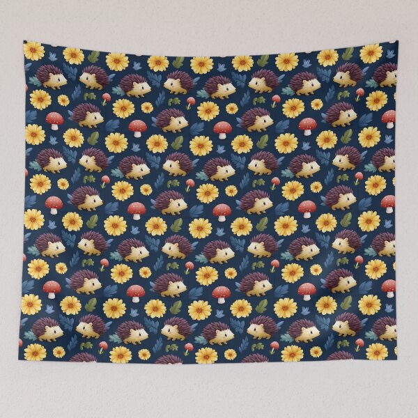 Item preview, Cute Hedgehog And Flower Pattern Background designed and sold by igraphixart.