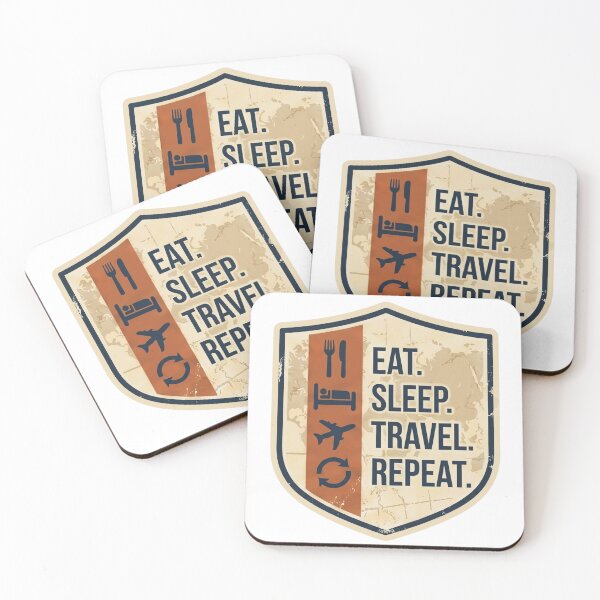 Item preview, Retro Eat Sleep Travel Repeat Vintage Shield Sticker designed and sold by asumintjapan1.