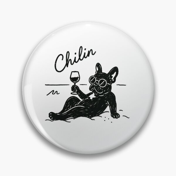 Item preview, Chilin Black French Bulldog Beach Art | Minimalist Line Drawing | Funny Frenchie Relaxing with Wine designed and sold by Ramona-Gliga.