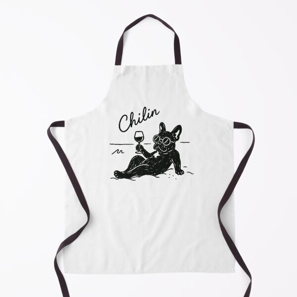 Item preview, Chilin Black French Bulldog Beach Art | Minimalist Line Drawing | Funny Frenchie Relaxing with Wine designed and sold by Ramona-Gliga.