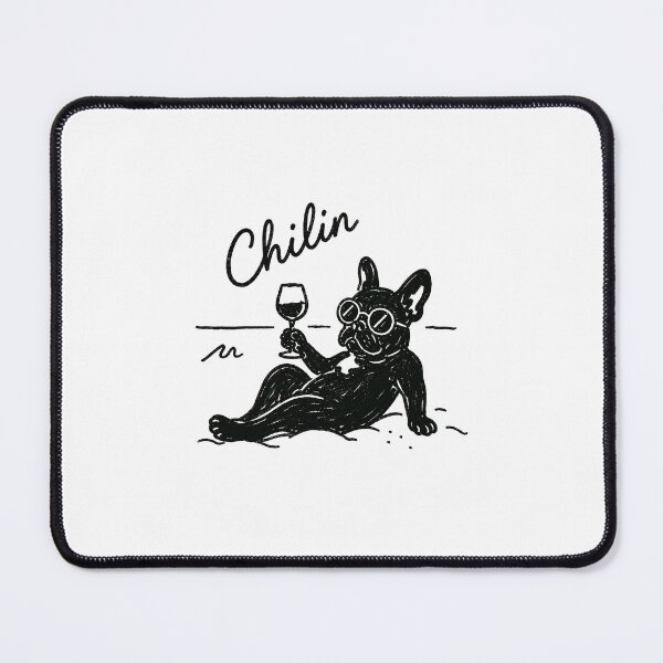 Item preview, Chilin Black French Bulldog Beach Art | Minimalist Line Drawing | Funny Frenchie Relaxing with Wine designed and sold by Ramona-Gliga.