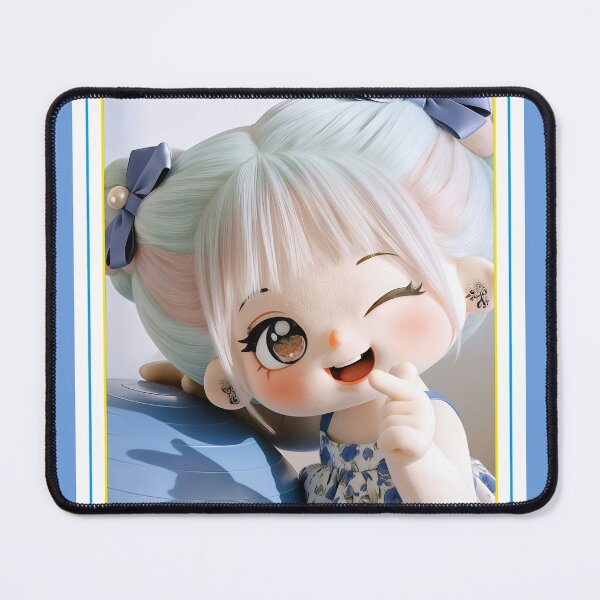 Item preview, Kawaii Chibi Girl with Pastel Buns and Finger Heart designed and sold by Nicole_83.
