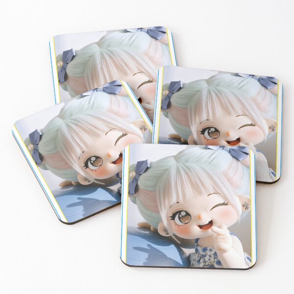 Item preview, Kawaii Chibi Girl with Pastel Buns and Finger Heart designed and sold by Nicole_83.