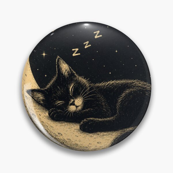 Item preview, Sleeping Moon Cat Art | Cute Black Cat Moon Illustration | Celestial Cat Wall Decor designed and sold by AbstractAuraArt.