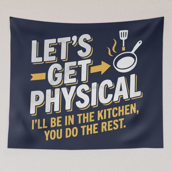 Item preview, Let's Get Physical Funny Cooking Kitchen Pun designed and sold by Amir Faysal.