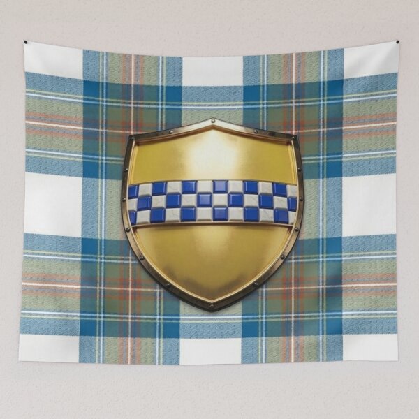 Item preview, Stewart High Steward of Scotland Arms and Muted Blue Tartan designed and sold by Kirrindy Designs.
