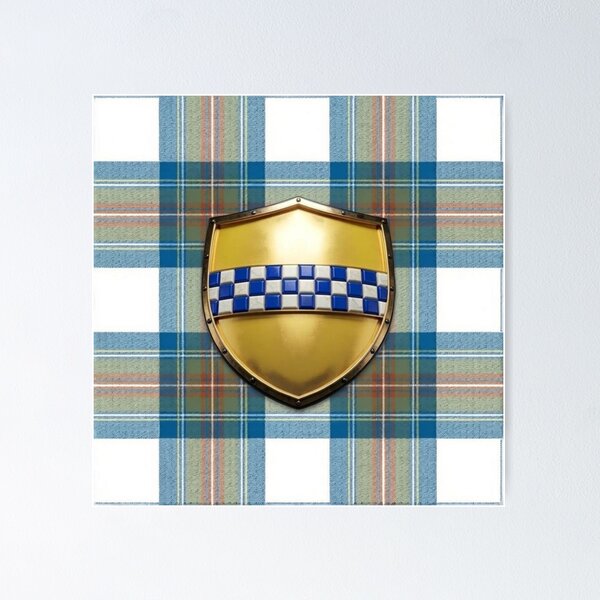 Item preview, Stewart High Steward of Scotland Arms and Muted Blue Tartan designed and sold by Kirrindy Designs.