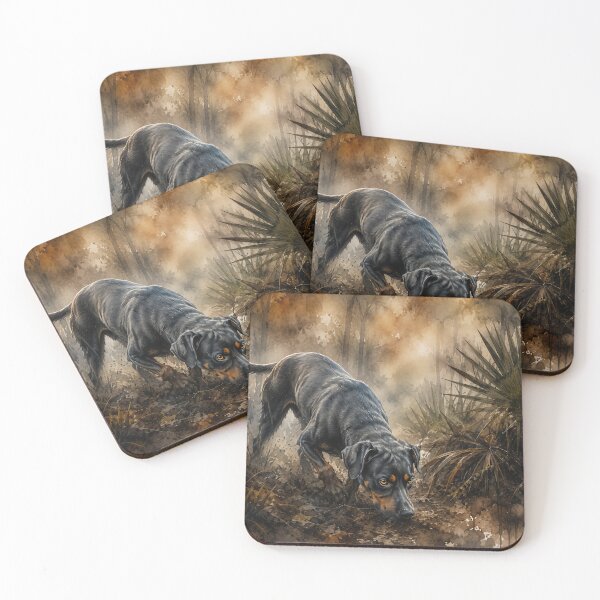 Item preview, Black and Tan Coonhound Tracking Dog Watercolor Art designed and sold by RebelPawz.