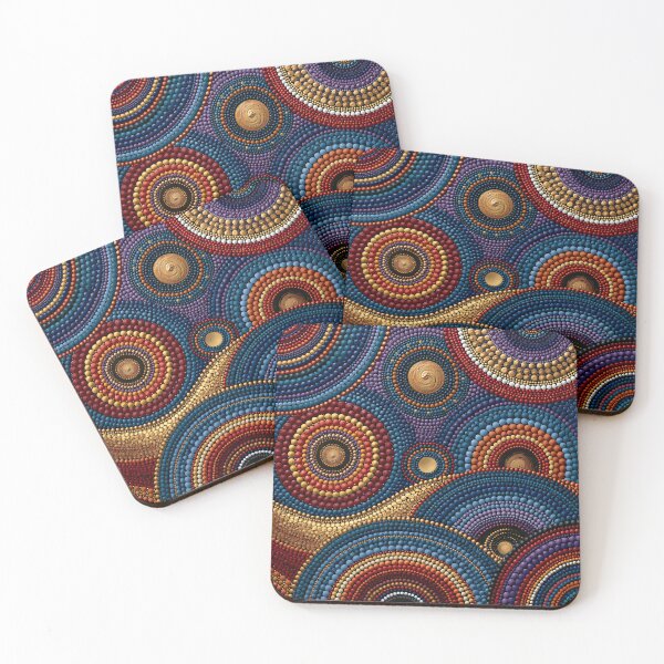 Item preview, Aboriginal Inspired Dot Art - Midnight Blue Circles Pattern designed and sold by GrinGalore.