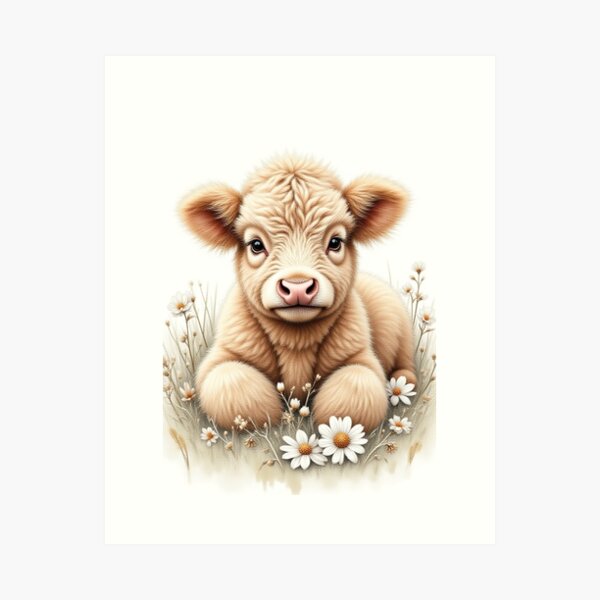 Item preview, Rustic Whimsy: Fluffy Highland Calf Canvas Art designed and sold by CodellCreations.