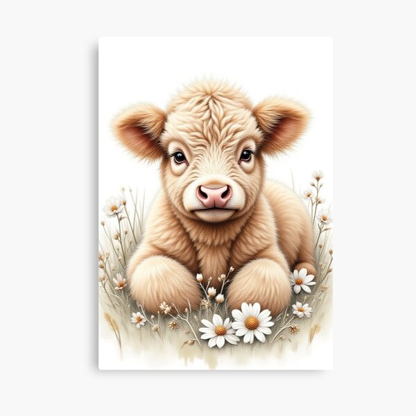 Item preview, Rustic Whimsy: Fluffy Highland Calf Canvas Art designed and sold by CodellCreations.