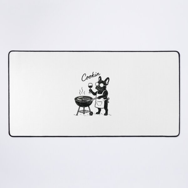 Item preview, Cookin Black French Bulldog BBQ Art | Funny Frenchie Grilling with Wine | Minimalist Line Drawing designed and sold by Ramona-Gliga.