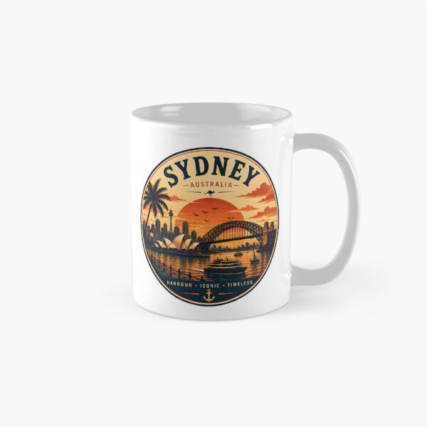 Item preview, Sydney Australia Vintage Harbour Sunset Travel Badge Design designed and sold by TAOptimus .