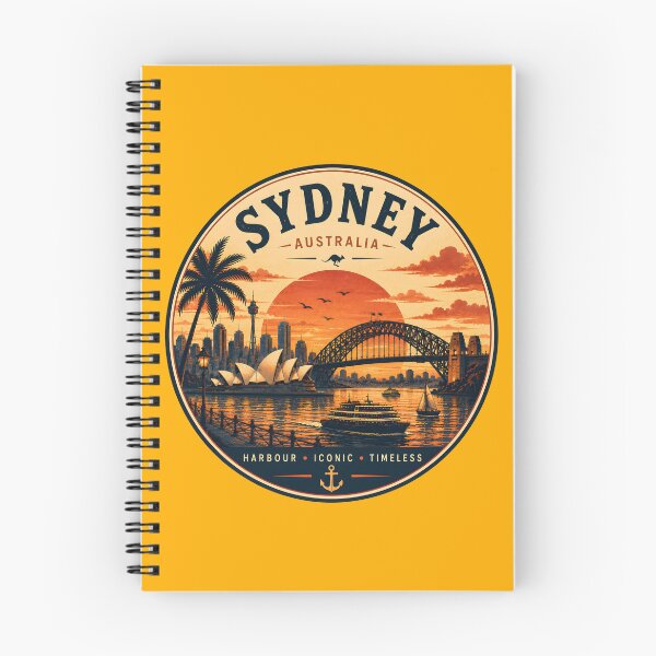 Item preview, Sydney Australia Vintage Harbour Sunset Travel Badge Design designed and sold by TAOptimus .
