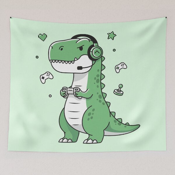 Item preview, Cute Gamer T-Rex Dinosaur Playing Video Games designed and sold by Amir Faysal.