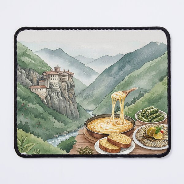 Item preview, Black Sea Flavors & Sumela Monastery Watercolor Art | Karadeniz Cuisine Illustration designed and sold by Y-MOONSTAR.
