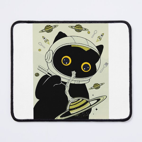Item preview, Astronaut Black Cat Eating Noodles Space Ramen Lover designed and sold by PurrfectHome.