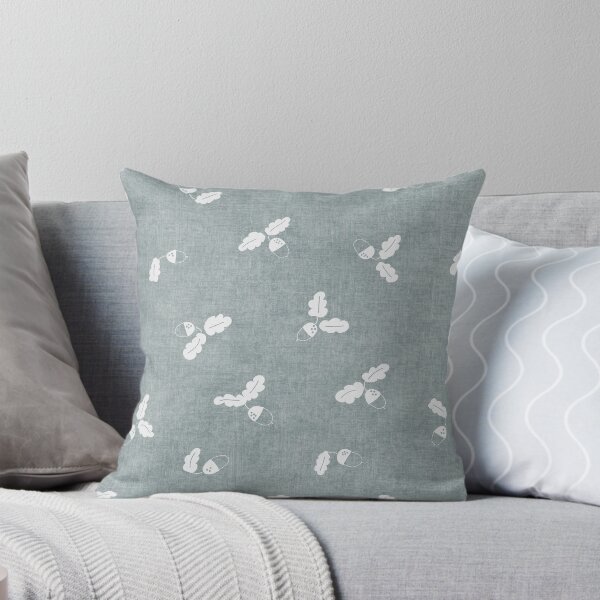 Item preview, minimal tossed acorn oak leaves scandinavian japandi autumn Sea Mist Blue designed and sold by RenattaZare.