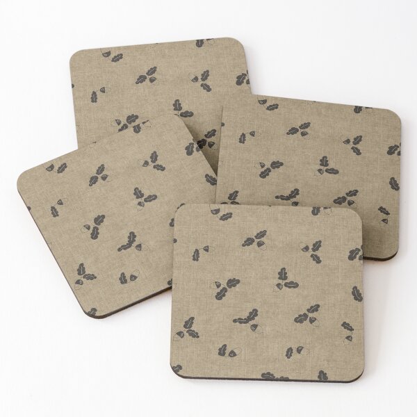 Item preview, minimal tossed acorn oak leaves scandinavian japandi autumn Wheat & Charcoal designed and sold by RenattaZare.