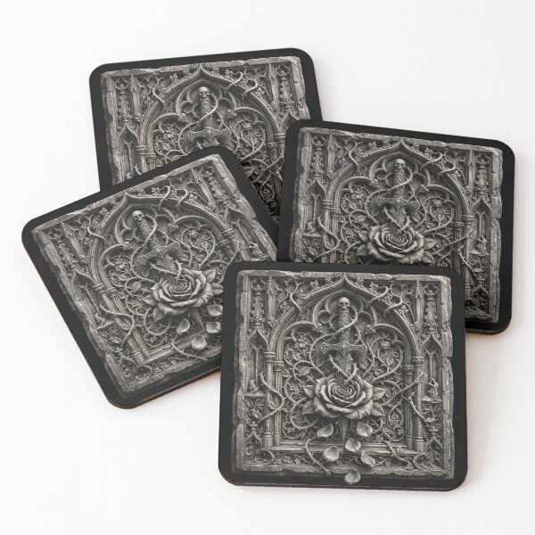 Item preview, Gothic Panel with Rose, Dagger and Winged Skull — Sculpture designed and sold by David Mateo ArtWorks.