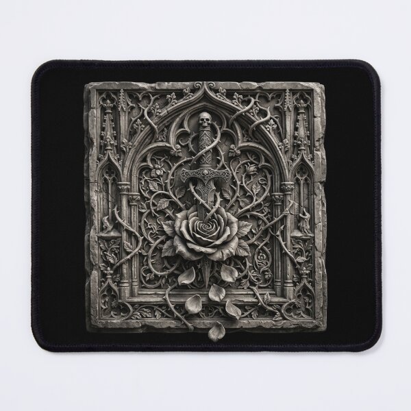 Item preview, Gothic Panel with Rose, Dagger and Winged Skull — Sculpture designed and sold by David Mateo ArtWorks.