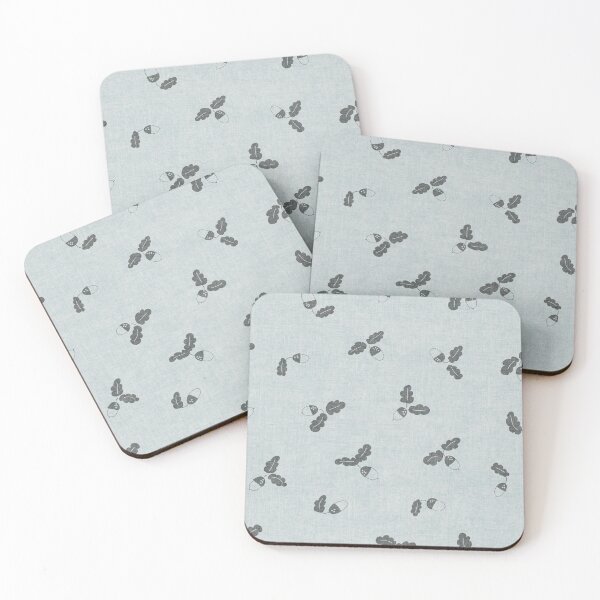 Item preview, minimal tossed acorn oak leaves scandinavian japandi autumn winter sky blue grey designed and sold by RenattaZare.